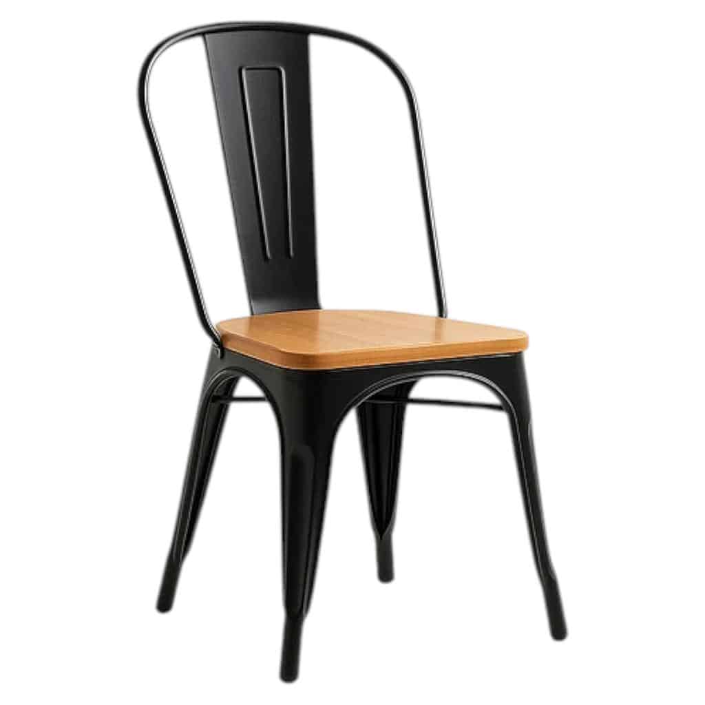 SILLA TOLIX DE COMEDOR O TERRAZA ASIENTO MADERA CLARA NEGRA KLIK