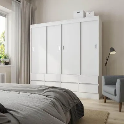 CLOSET MAULE BLANCO 4 PUERTAS 8 CAJONES CIC