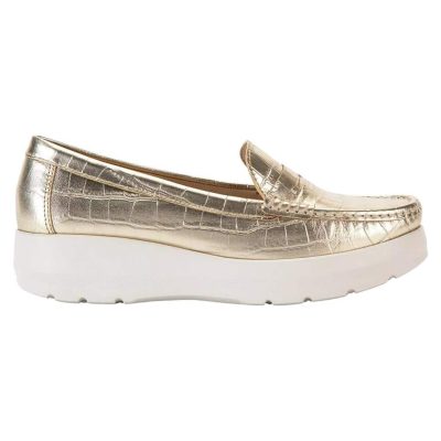 MOCASIN MUJER CROCO DORADO LOCANDA GACEL