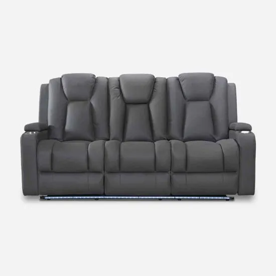 SOFA RECLINABLE FULL GRANADA 3 CUERPOS GRIS CIC - Imagen 2