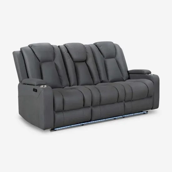 SOFA RECLINABLE FULL GRANADA 3 CUERPOS GRIS CIC - Imagen 5