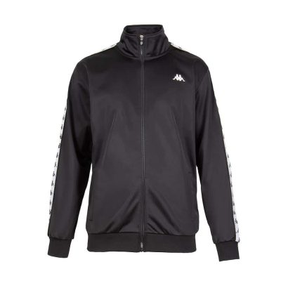 Poleron Full Zipper Hombre Black White Black Kappa