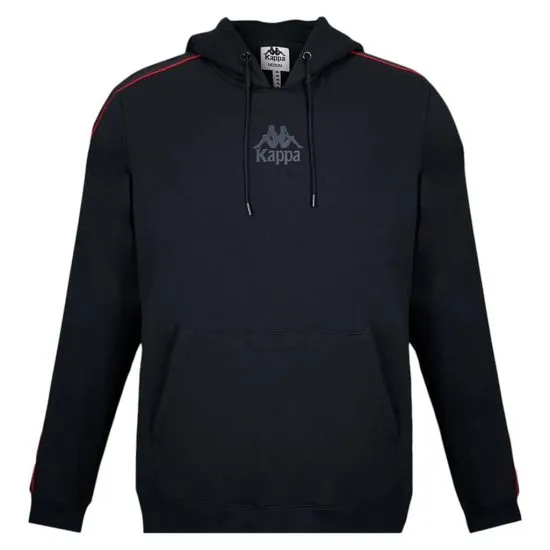Polerón Kappa Men Hoodie Black Banda Logo Black