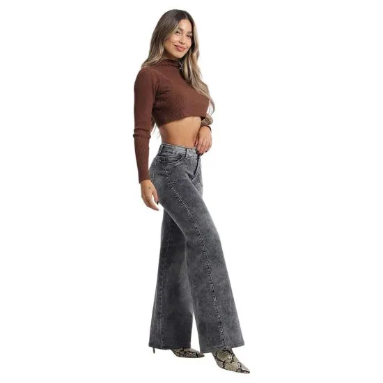 JEANS GIULIA NEW TRENTO WIDE LEG GREY TACHAS DIVINE