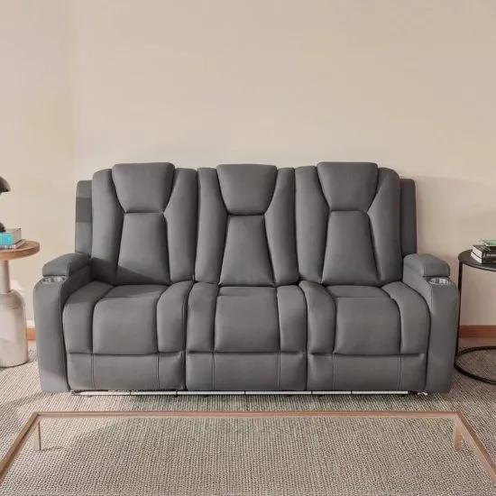 SOFA RECLINABLE FULL GRANADA 3 CUERPOS GRIS CIC
