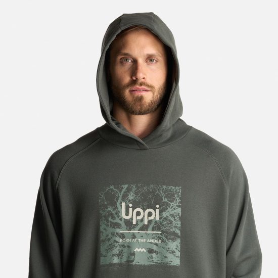 Poleron Hombre Insigne Hoody Front Print Verde Militar LIPPI - Imagen 5