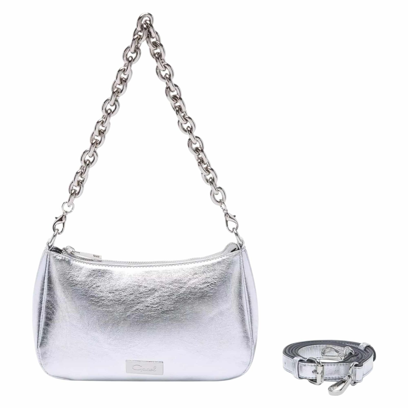 CARTERA BANDOLERA PEQUEÑA VERNIZ PLATA CAR2989 GACEL - Imagen 2