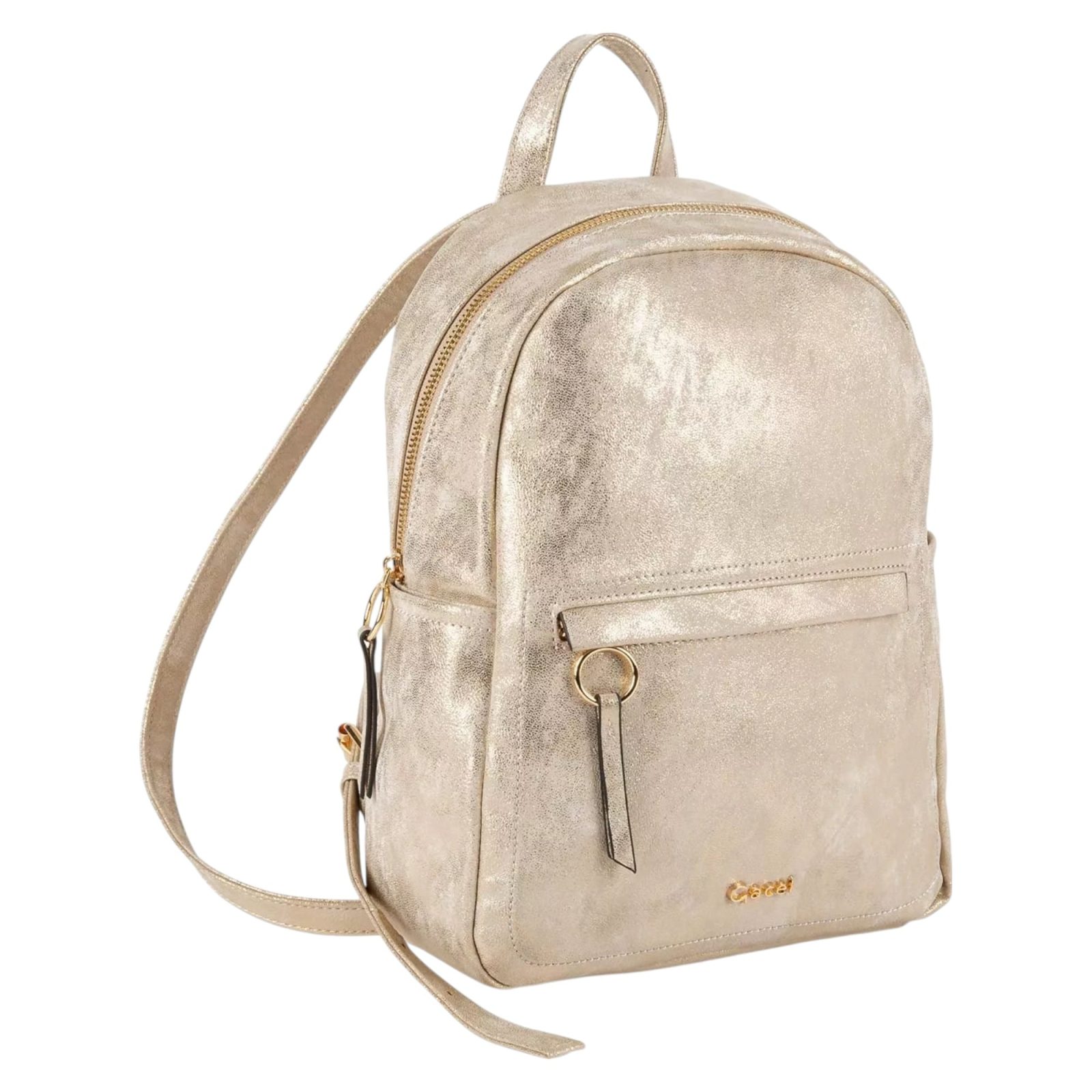 MOCHILA PEQUEÑA CUERO SINTETICO DORADO CAR3102 GACEL - Imagen 4