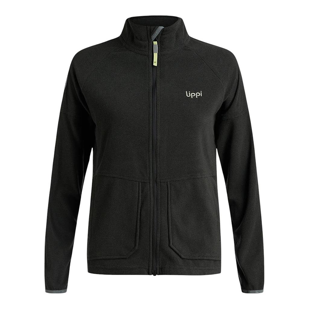 Polerón Mujer Stripes Nano-F Full Zip Negro Lippi