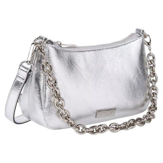 CARTERA BANDOLERA PEQUEÑA VERNIZ PLATA CAR2989 GACEL