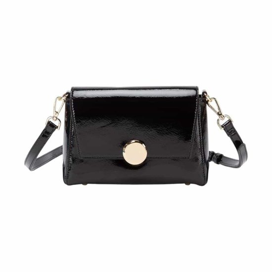 CARTERA BANDOLERA PEQUEÑA VERNIZ NEGRO