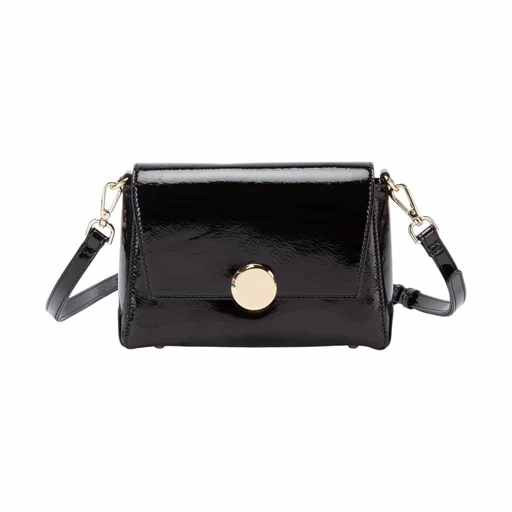 CARTERA BANDOLERA PEQUEÑA VERNIZ NEGRO