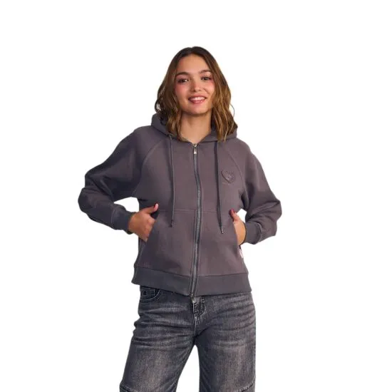 Poleron Mujer Hoodie Raglan Full Zipper Parche Frontal Il Gioco