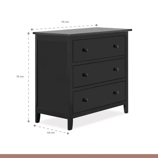 Comoda 3 Cajones De Dormitorio Oscura KLIK - Imagen 3
