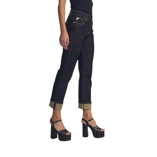 Jeans Mujer Recto Tiro Medio Raw Turn Up ELLUS - Imagen 2