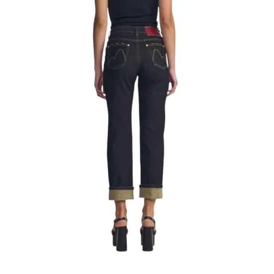 Jeans Mujer Recto Tiro Medio Raw Turn Up ELLUS - Imagen 3