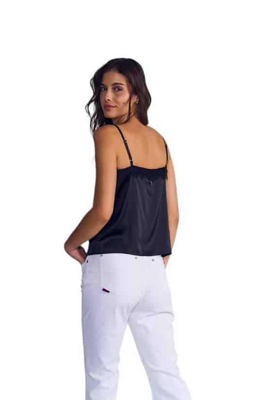 Blusa Mujer Satin Con Encajes Negro Ellus - Imagen 3