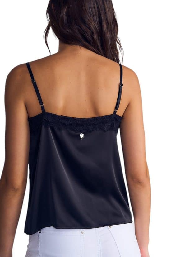 Blusa Mujer Satin Con Encajes Negro Ellus - Imagen 4