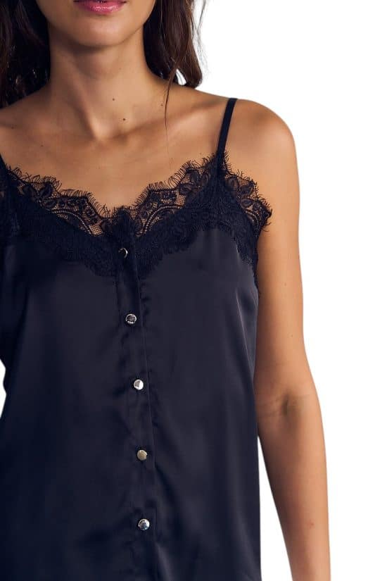 Blusa Mujer Satin Con Encajes Negro Ellus - Imagen 5