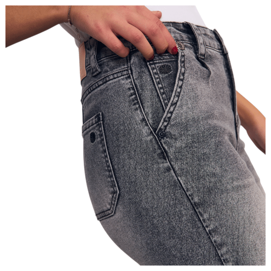 Jeans Mujer Wide Leg Light Gray Pinzas en Cintura Il Gioco - Imagen 4