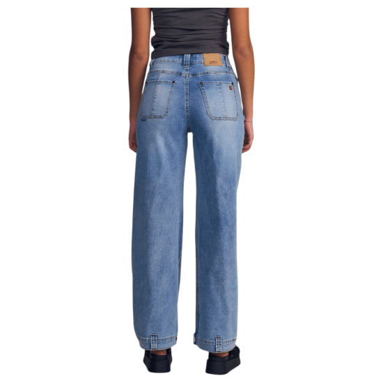 Jeans Mujer Wide Leg Light Pigment Wash Detalle Carpenter Basta Il Gioco - Imagen 3