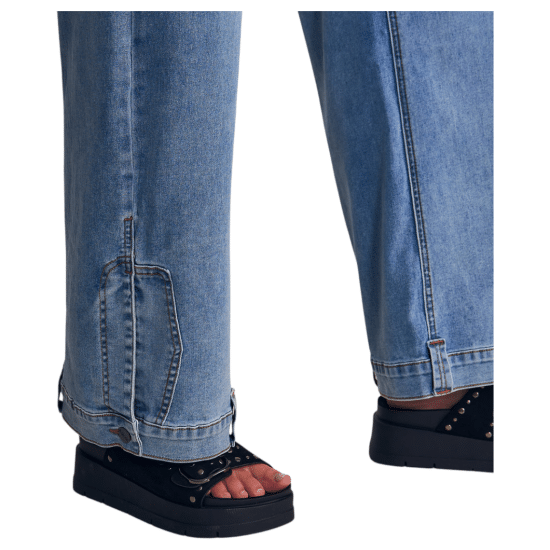 Jeans Mujer Wide Leg Light Pigment Wash Detalle Carpenter Basta Il Gioco - Imagen 4