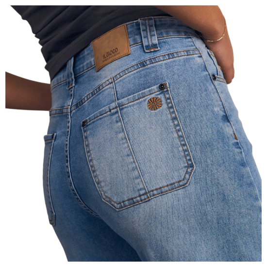 Jeans Mujer Wide Leg Light Pigment Wash Detalle Carpenter Basta Il Gioco - Imagen 5