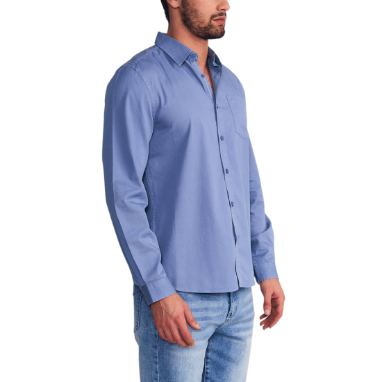 Camisa Hombre Manga Larga Garment Dye Celeste Ellus - Imagen 2