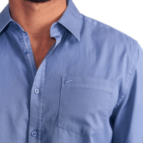 Camisa Hombre Manga Larga Garment Dye Celeste Ellus - Imagen 4