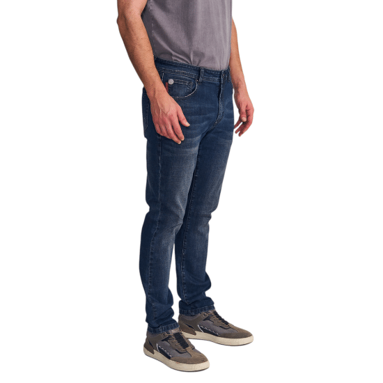 Jeans Hombre Slim Tiro Medio Dark Blue Emboss Ellus - Imagen 3