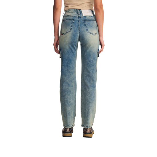 Jeans Mujer Cargo Tiro Ultra Alto Light Blue Oxidado Ellus - Imagen 2
