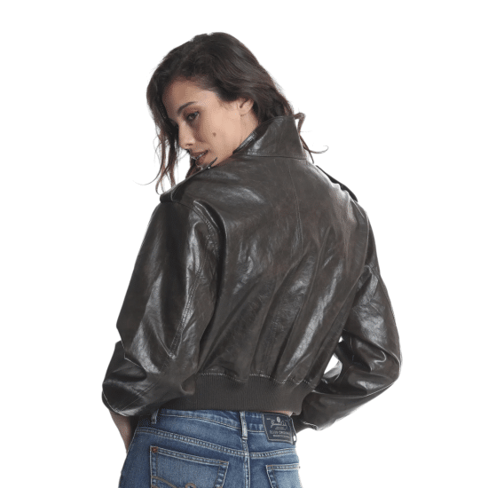 Chaqueta Mujer Bomber Pu Brown Ellus - Imagen 2