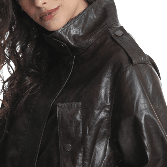 Chaqueta Mujer Bomber Pu Brown Ellus - Imagen 3