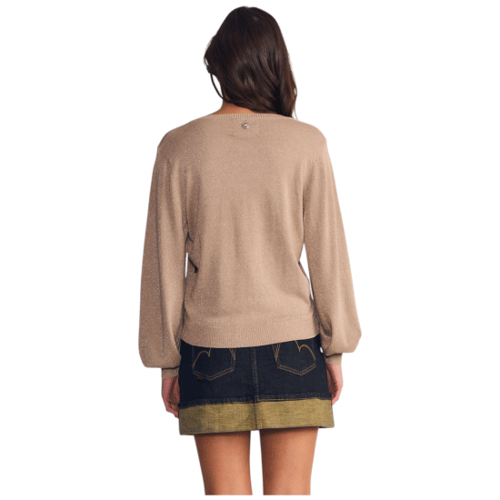 Sweater Mujer V Neck Cold Touch Beige Ellus - Imagen 3