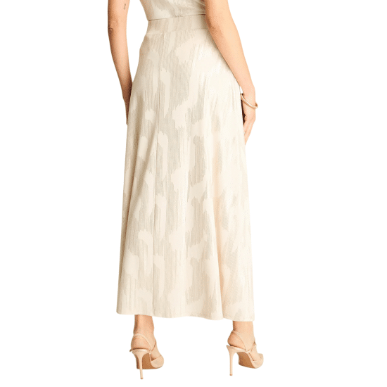 Falda Maxi Beige Satinada con Cinturón Ldp - Imagen 2