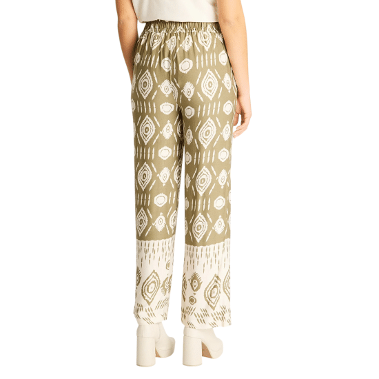 Pantalon Palazzo Verde Étnico en Mezcla Natural - Imagen 2