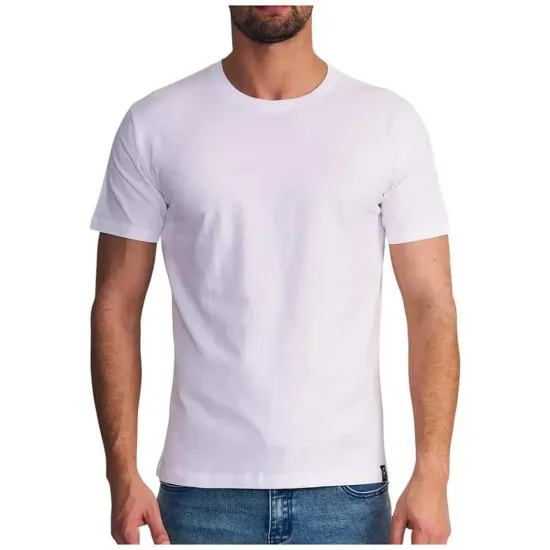Polera Hombre Manga Corta Lisa Logo Bordado Blanca Ellus