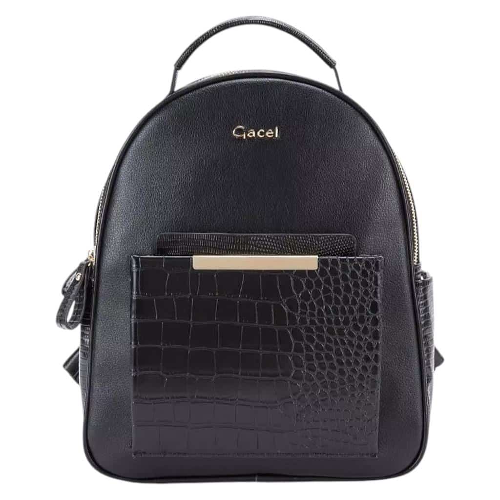 MOCHILA MUJER CUERO SINTETICO NEGRO MO5849 GACEL