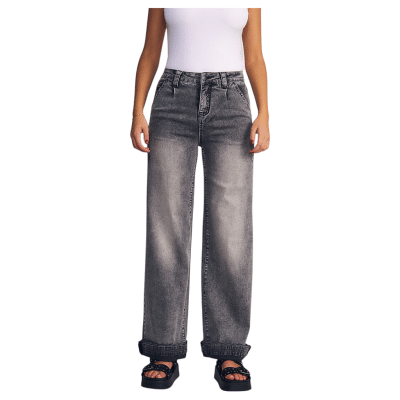 Jeans Mujer Wide Leg Light Gray Pinzas en Cintura Il Gioco