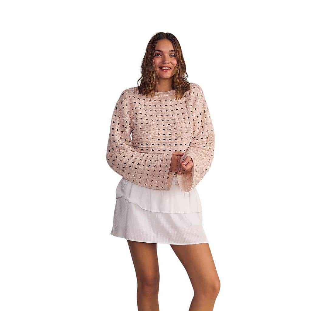 Chaleco Mujer Beige Loose Fit Look Crochet Calado Il Gioco