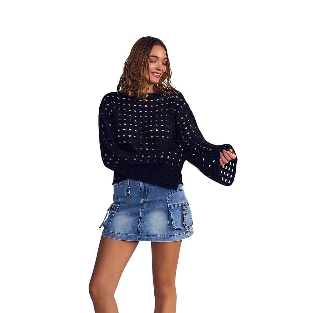 Chaleco Mujer De Lana Loose Fit Look Crochet Calado Il Gioco