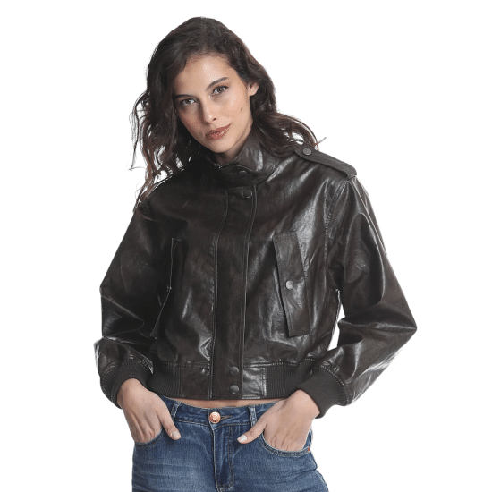 Chaqueta Mujer Bomber Pu Brown Ellus