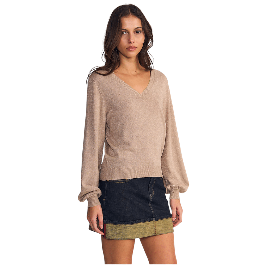 Sweater Mujer V Neck Cold Touch Beige Ellus