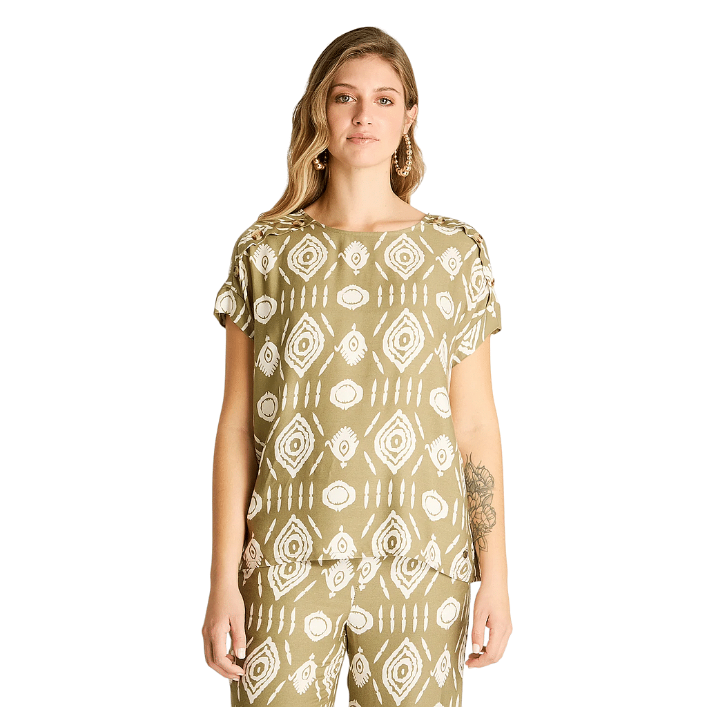 Blusa Verde con Estampado Étnico Ldp