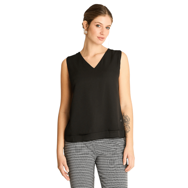Blusa Sin Mangas Con Capa Negro LDP