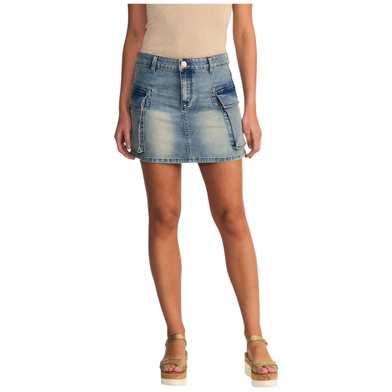 Falda Mujer Mini Cargo Tiro Bajo Light Blue Oxidada Ellus