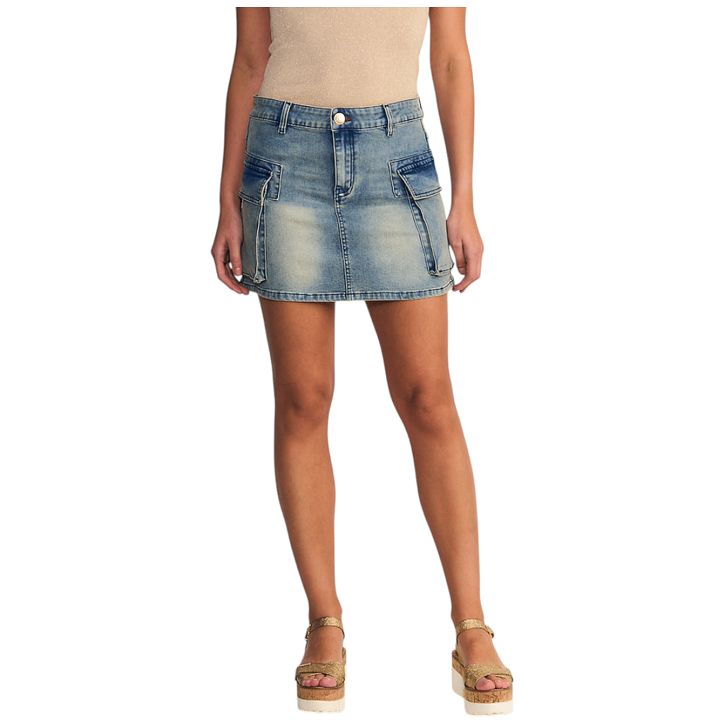 Falda Mujer Mini Cargo Tiro Bajo Light Blue Oxidada Ellus
