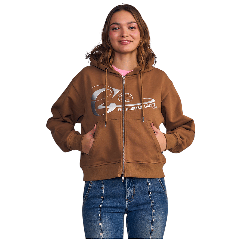 Poleron Mujer Hoodie Full Zipper Frontal Print Il Gioco