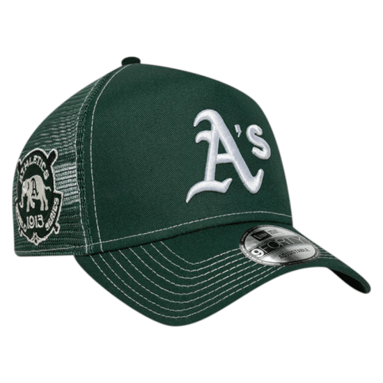 Gorro New Era 9Forty E-Frame Trucker Athletics MLB World Series Patch