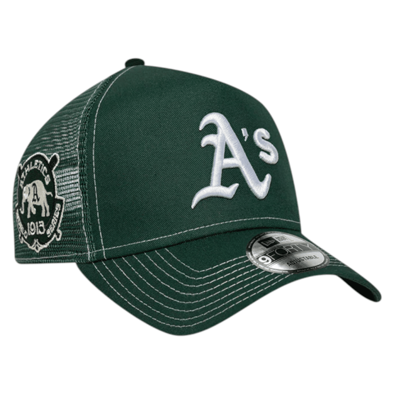 Gorro New Era 9Forty E-Frame Trucker Athletics MLB World Series Patch